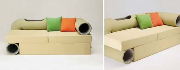 A Sofa With A Pipe So Cats Can Comfortably Play